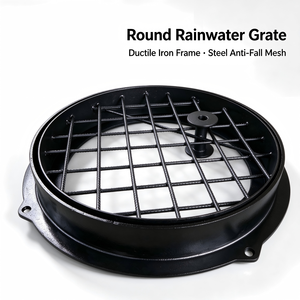 Grille de drainage en <span class=keywords><strong>fonte</strong></span> ductile ronde avec maille anti-chute en acier EN124 B125 C250 pour caniveau de drainage routier municipal - Product Image 2