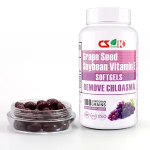 Capsules d'extrait naturel de graines de soja de raisin certifiées GMP compléments alimentaires pour éclaircir la peau des femmes