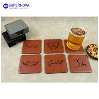 Sous-verres en cuir vierges pour gravure laser, protège-tables en cuir, sous-verres personnalisés en cuir avec logo, cadeau