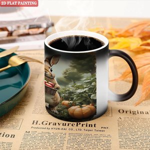 Daily Evening Leisure Hot Drink Mug Frosted Black 11oz <b>Ceramic</b> Heat Color Changing Magic <b>Cup</b> - Product Image 5