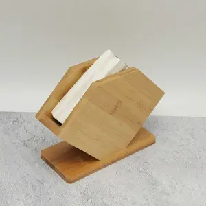 Fan Shaped Bamboo Napkin Stand Storage Holder For Table Tissue Box Luxury Holder For Restaurant