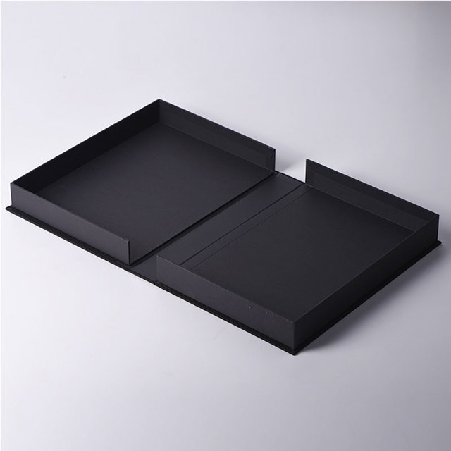 Custom Luxury Cardboard Portfolio Book Box Black Clamshell Packaging Gift Box for Archive