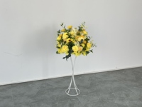 Centre de table de mariage jaune, arrangement floral artificiel avec grand support métallique pour décoration d'allée et d'événements de banquet