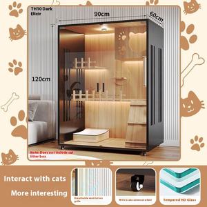 Casa moderna de madera para mascotas, cierre de botón de Metal de cristal, diseño cómodo estilo Villa para gatos, perros, uso en interiores, tamaño personalizado - Product Image 2