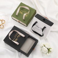 Boîte à tiroir en papier personnalisée, sacs d'emballage pour bijoux, bagues, boucles d'oreilles, colliers, bracelets, boîtes d'emballage pour bijoux avec poignée