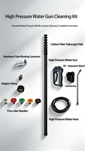 Perche télescopique en aluminium BoomDing pour le nettoyage des panneaux solaires, 4,60 m, avec brosse à tuyau interne pour le nettoyage des toits et des fenêtres - Product Image 2
