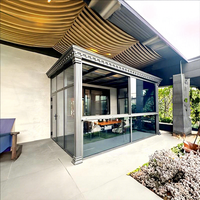 Véranda en alliage d'aluminium au design moderne, alimentée à l'énergie solaire, éco-responsable, facile à assembler, double vitrage trempé, pour hôtel et salon