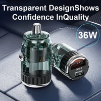 Mini adaptateur de chargeur de voiture PD magnétique Transparent 36W allume-cigare dans la voiture charge rapide double ports USB-C type-c