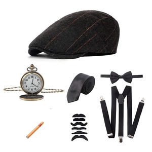 ฮาโลวีน 1920s Mens Gatsby <span class=keywords><strong>Gangster</strong></span>อุปกรณ์เสริมชุดปานามาหมวกSuspender Bow Tie 20S Great Gatsbyคอสเพลย์อุปกรณ์เสริม - Product Image 3