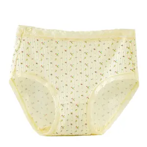 Biancheria intima da ragazza con stampa all'ingrosso con fiocco a vita media in pizzo cotone inguine in stock mutandine da donna nuovo stile da donna slip