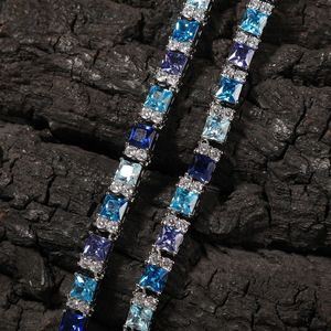 Spring Clasp Shining Zircon Necklace, Fashionable Blue-Purple Gemstone Collarbone <b>Chain</b>, Unisex - Product Image 4