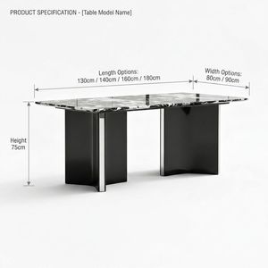 Juego de Comedor Moderno de Piedra Sinterizada Negra, Base de Acero Inoxidable de Lujo, Rectangular, de Mármol, para 6 Personas, Muebles para Habitación de Hotel - Product Image 6