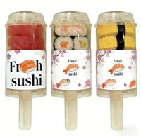 Emballage en tube plastique personnalisable et écologique pour gâteaux, sushis et autres produits