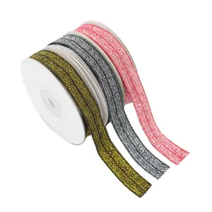Stampa personalizzata fold negli elastico 5/8 piegare elastico 3/8 volte superiore elastico glitter fold negli elastico