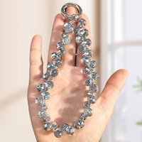 Correa Universal de Silicona para Teléfono Móvil con Cadena Colgante, Anillo, Clip para Muñeca y Cristal Decorativo para Celulares