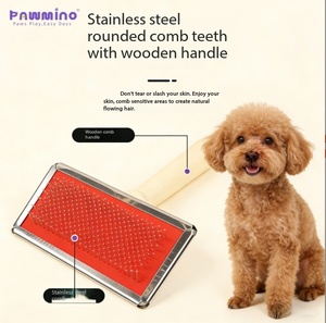 Peigne de toilettage Pawmino pour animaux de compagnie, aiguilles en acier inoxydable, manche en bois, brosse pour l'entretien des poils doux des chiens - Product Image 4