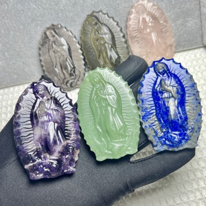 Estatuas de la Virgen María y Jesús de Cristal, 7-9 cm, Materiales de Alta Calidad, Plateadas/Doradas, Decoración para el Hogar, E1092 - Product Image 5