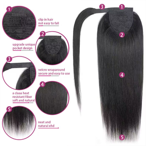 Extension per Coda <span class=keywords><strong>di</strong></span> <span class=keywords><strong>Cavallo</strong></span> Liscia e Voluminosa in <span class=keywords><strong>Capelli</strong></span> Umani 100% <span class=keywords><strong>Veri</strong></span>, con Fascia Avvolgente e Cordoncino, Nero Naturale # 1B per Donne - Product Image 1