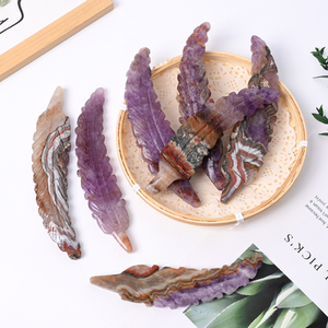 คริสตัลแกะสลักรูปขนนกจากอเมทิสต์และอาเกตสำหรับตกแต่ง ขายส่ง - Product Image 2