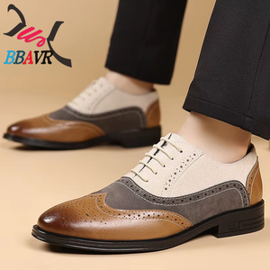 Zapatos Formales de Hombre con Cordones, Diseño Brogue a Rayas, Transpirables, de PU, para Otoño, Estilo Casual de Negocios, Talla Grande - Product Image 1
