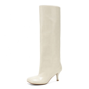 Stivali al ginocchio da donna Moncheer in finta pelle scamosciata con tacco a spillo |   Stivali Invernali Neri e <span class=keywords><strong>Beige</strong></span> Elasticizzati Slim Fit con Tacco Interno per Aumentare l'Altezza - Product Image 6