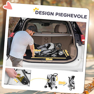 PawHut-Cochecito plegable de tela para perros con cesta y portavasos, 75x45x97cm, color gris - Product Image 5