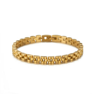 Pulsera y brazalete de moda para hombre de acero inoxidable 316L antideslustre, chapado en oro de 14K y 18K, espacios en blanco grabables para pulseras de hombre - Product Image 6