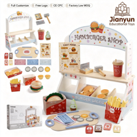 Ensemble de nourriture en bois pour jeu d'imitation, boutique de burgers fast-food, jeu de rôle pour enfants, vente en gros, tout-petits, CE EN71 ASTM OEM ODM