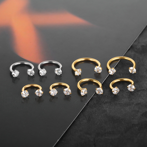 Lingchee G23 titane Zircon fer à cheval nez Piercings cerceau 16G oreille Septum hélice sourcil lèvre tour boucle d'oreille Cartilage Piercings - Product Image 3