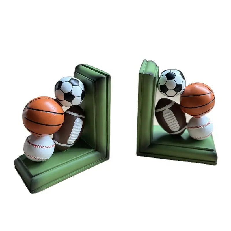 Wholesale Custom Student Resin Sculpture Bookend Book Stopper Heavy Duty Basketball Football Sports Bookends