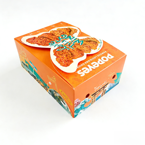 Caja de Cartón Desechable Personalizada para Llevar, para Alitas de <span class=keywords><strong>Pollo</strong></span> Fritas |   Comida Estampada con Impresión Flexográfica Estilo Popeyes - Product Image 3