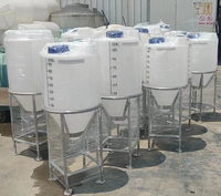 Promotion : Réservoir de stockage de liquides en plastique de qualité alimentaire 1500L, à fond conique, avec disperser 220V, anti-acide et anti-alcali, à paroi épaisse et haute résistance