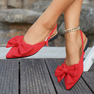 Sandales plates légères pour femmes grandes tailles Quite's 2026, à bout fermé et pointu, avec nœud papillon, sans talon, à enfiler, chaussures d'été - Product Image 2