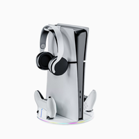 Support vertical universel avec refroidissement RGB pour console PS5/Pro/Slim, station de charge double pour manettes et support pour casque