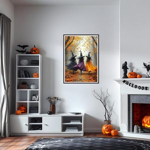 Kit <span class=keywords><strong>di</strong></span> Pittura Diamantata Personalizzato Direttamente dalla Fabbrica Songwoo, Tre <span class=keywords><strong>Streghe</strong></span> in Abiti Lunghi nella Foresta Autunnale - Product Image 3