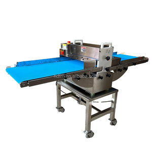 Rebanadora de Carne Semiautomática de Acero Inoxidable con Grosor Ajustable, Máquina para Rebanar Carne de Res y Cerdo con Cinta Transportadora Azul - Product Image 1