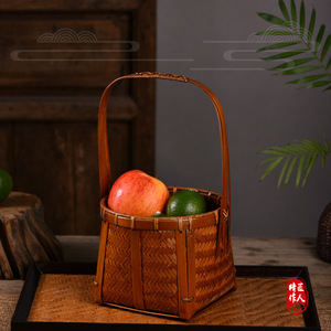 Handmade Bamboo Woven <b>Basket</b> Rectangle Kitchen <b>Storage</b> Fruit <b>Basket</b> For Neatening Food Container Guizhou Origin - Product Image 1