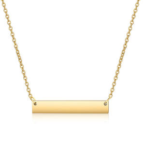 Dropshipping in acciaio inossidabile personalizzato placcato <span class=keywords><strong>oro</strong></span> 18K targhetta nome inciso Logo Bar <span class=keywords><strong>collana</strong></span> - Product Image 6
