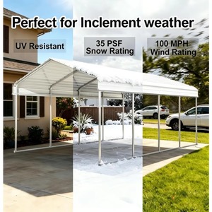 Abri de voiture en métal extra large et robuste avec toit vertical, protection contre toutes les intempéries, abri en acier galvanisé, personnalisable - Product Image 4