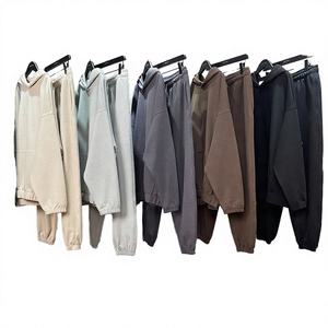 Customize Unisex Pullover Oversized Solid Spring Polyester/Cotton Waffle Knit <b>Thermal</b> <b>Hoodie</b> Set - Product Image 4