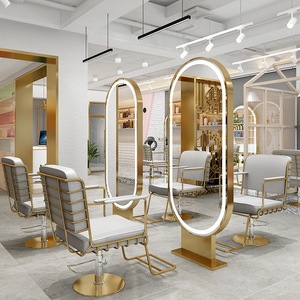 Chaise de Coiffure Liftante Stylée Salon de Beauté Barber Shop Saloon Tunisie Femmes <span class=keywords><strong>Homme</strong></span> Vert Rose Beige et Or Couleur - Product Image 2