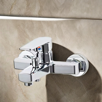 FEIDU Chrome poli mitigeur mural moderne robinets de bain-douche motif de pulvérisation de pluie mixte eau chaude et froide en céramique
