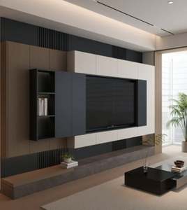 Gabinete Woodentv integrado modular personalizado para sala de estar decoración de pared de TV para toda la casa - Product Image 3