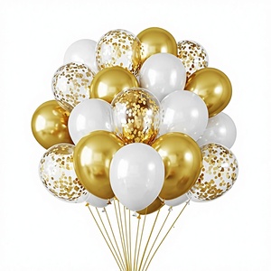 Venta al por Mayor de 30 Globos Metálicos de Confeti Cromado, Globos de Látex para Decoración de Fiestas de Aniversario, Bodas, Cumpleaños, Baby Shower, Helio - Product Image 5