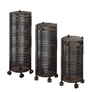 Movable Kitchen Trolley Metal Fruit Vegetable Basket for Kitchen Rotating Storage <b>Rack</b> 3/4/5 Tier <b>Rolling</b> Cart with Top Lid - Product Image 2