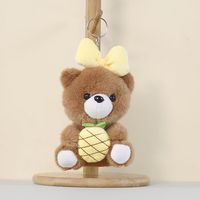 Mini porte-clés animal en peluche tendance, breloque de sac ours en peluche, ours en peluche fruit avec petit nœud, peluche douce et moelleuse, jouet animal en peluche Kawaii, pendentif