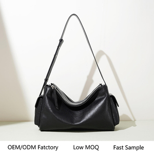 Bolso de Hombro de Cuero Genuino con una Sola Correa, Maletín Vintage Personalizado de Gran Capacidad con Bolsillos en Ambos Lados, <span class=keywords><strong>para</strong></span> Mujer, Verano e Invierno - Product Image 1