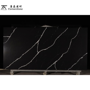 Cornerstone Chất lượng cao tối đen dựa trên màu tĩnh mạch calacatta Đen <span class=keywords><strong>Quartz</strong></span> slab đá cẩm thạch nhìn Đen MARQUINA thạch anh đá tấm - Product Image 1