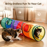 Tunnel pour chat en tissu arc-en-ciel pliable, résistant aux griffures et aux morsures, tunnel de jeu interactif pour une utilisation en intérieur par les chats, les lapins et les cochons d'Inde