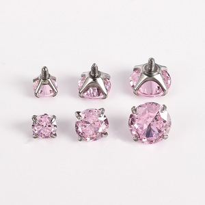 Piercing Labret y para Lengua con Rosca Externa y Engaste de Circonita Cúbica G23 5A |   Accesorios de titanio para piercing de cartílago de oreja y labio - Product Image 4